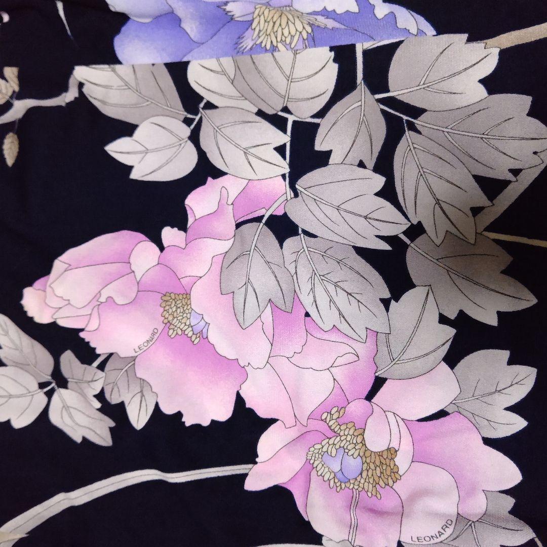 LEONARD ネイビー 花柄 テーラードジャケット カンカン