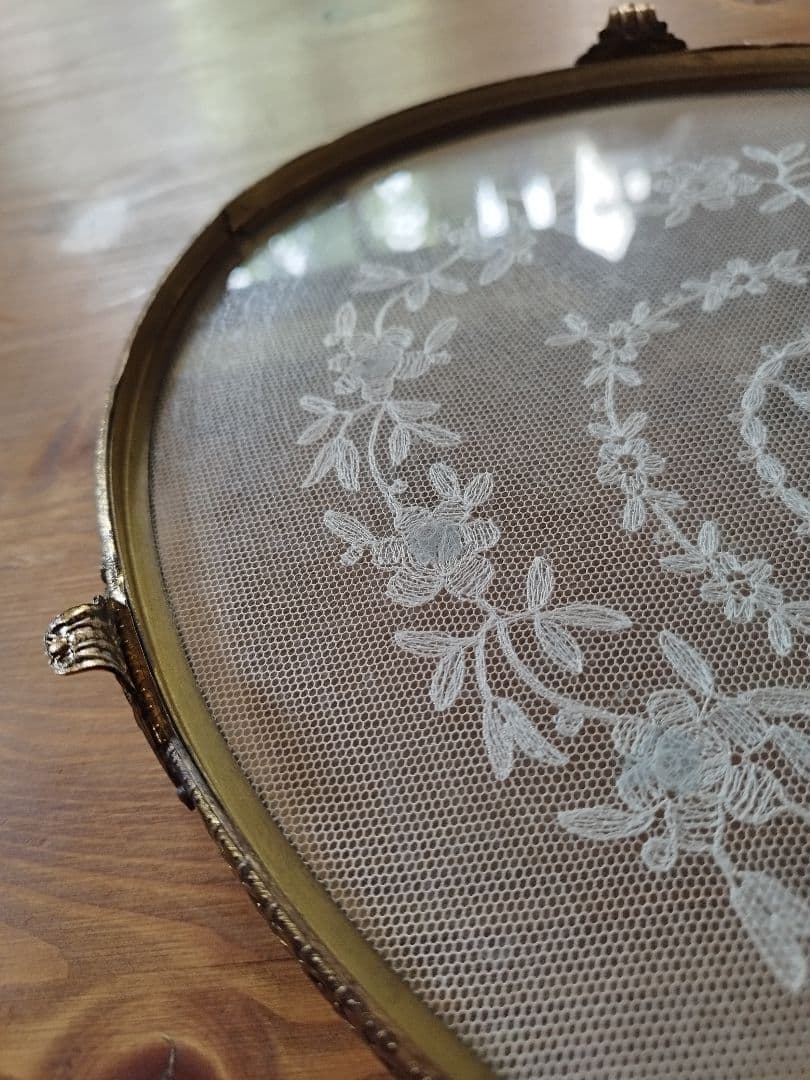 イギリス　アンティークガラストレー　ドレッシングトレー