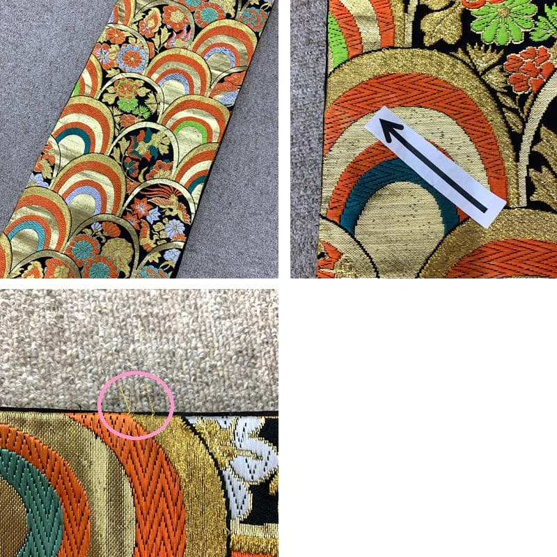 508ag71□七五三 七歳 女児 着物&袋帯 御所車 菊 波頭 黄緑□美品