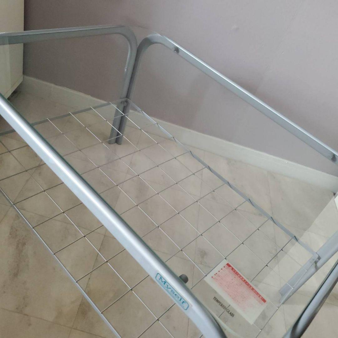 アイリスオーヤマ ガラステーブル レトロ センターテーブル 収納 網棚付き