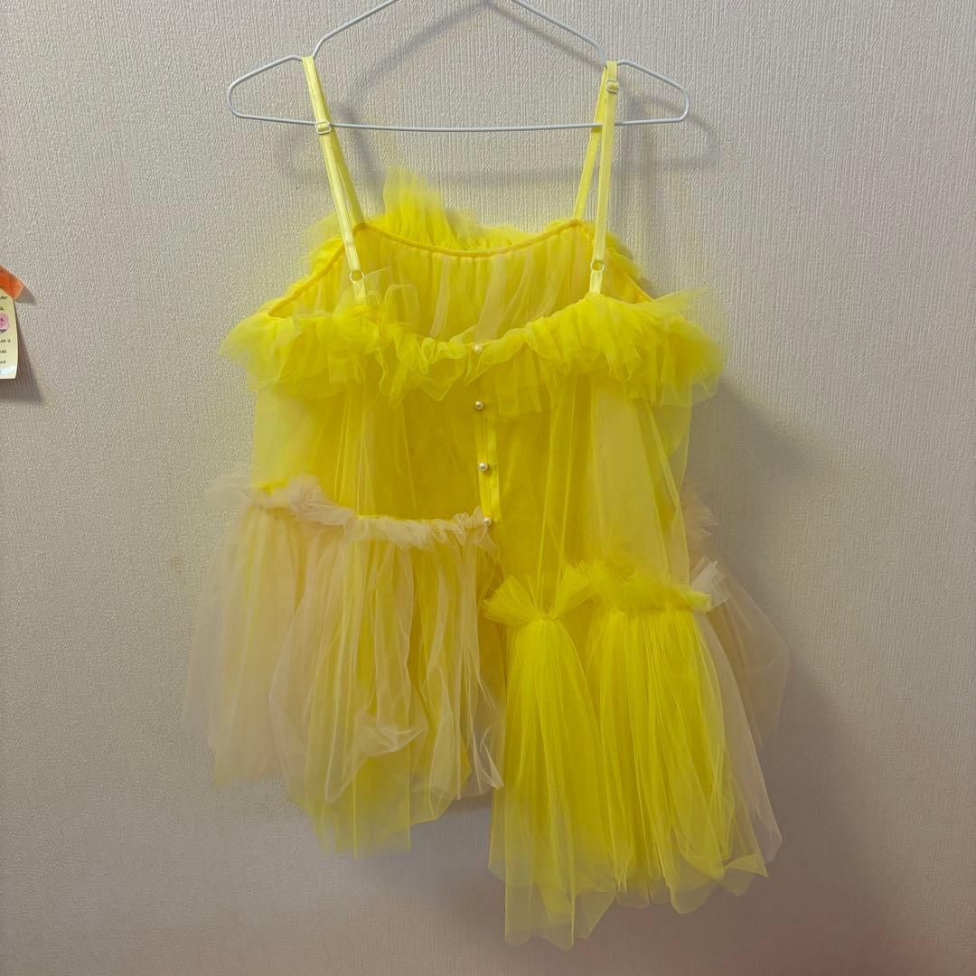 viviano チュール　キャミソール　黄色　ビスチェ アシメトップス　24ss